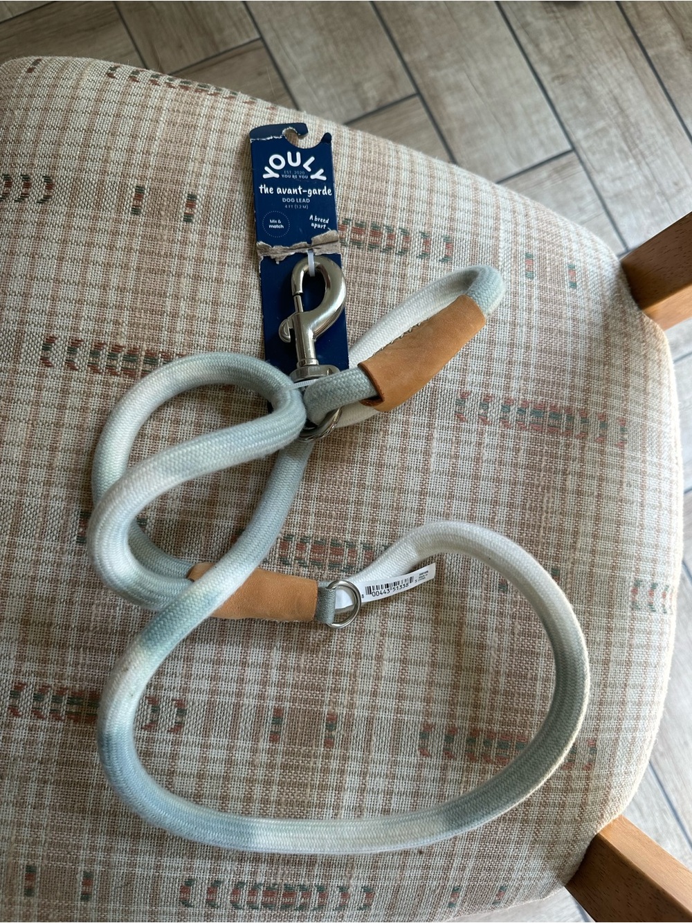 Soul The Avant-Garde Light Blue Dog Leash with Tan Accents